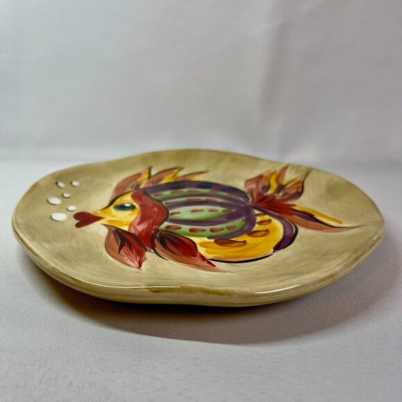 Under the Sea Salad Dessert 8" Plate Tabletops Hand Painted Coastal Fish Dish - Picture 5 of 7